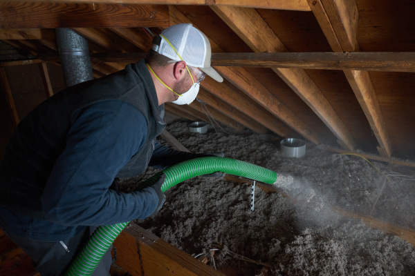Cellulose insulation install in attic